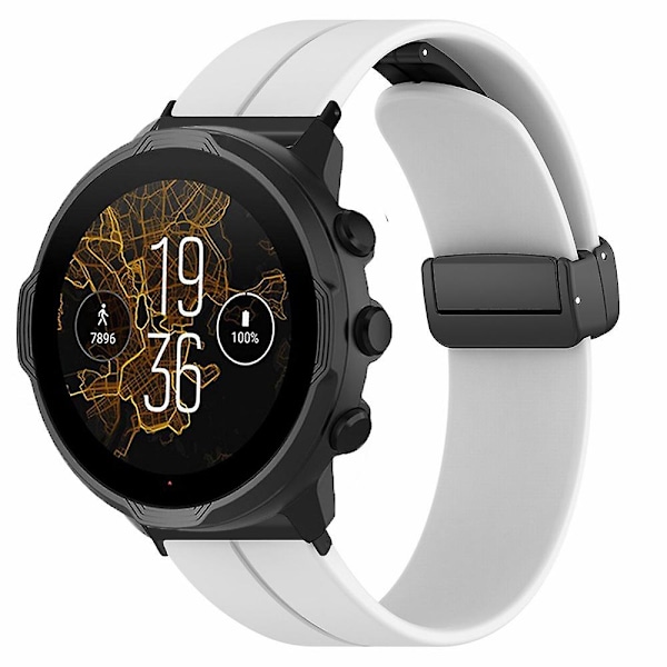 24mm silikoneurrem til Suunto Spartan Sport Wrist HR Baro/ Suunto 7 (tykt fjederben) White