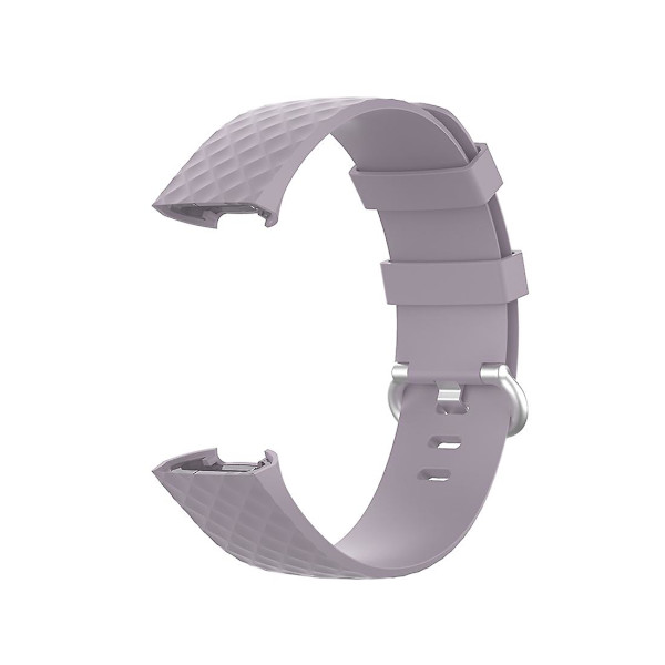 18mm Silverfärgat spänne TPU handledsrem armband för Fitbit Charge 4 / Charge 3 SE, Storlek: L Light Purple