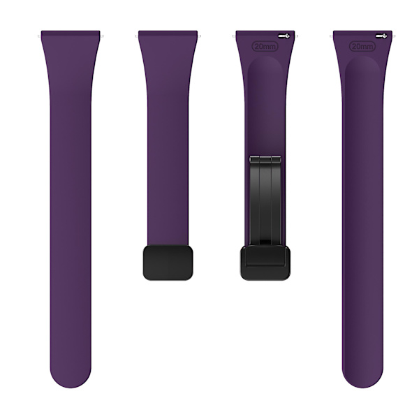 Silikonband för Samsung Galaxy Watch6 / Watch6 Classic / Watch 5 Pro / Watch4 Classic, magnetiskt vikspänne 20 mm armband Dark Purple