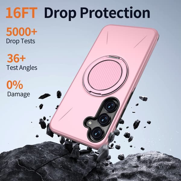 Etui til Samsung Galaxy S24, roterende støtteben TPU + PC (rosa)
