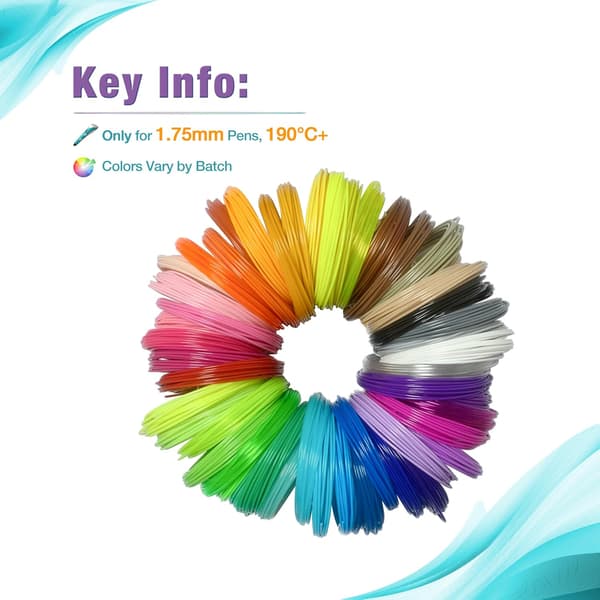 3D Pen PLA Print Filament Refills 1,75 mm 3 m pr. rulle, tilfældig farve 30 Colors 3M