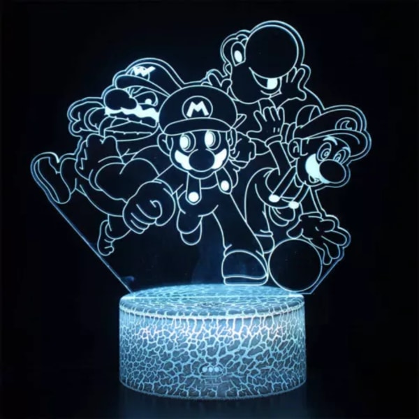 Super Mario Bros 3D LED Natlampe 7 Farver Skiftende Touch Control Skrivebordslampe△↑ A