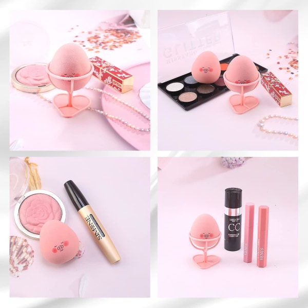 2-pakk rosa sminkeholder Beauty svampholder Makeup Powder Puff Tørkebeholder (uten Beauty Egg)