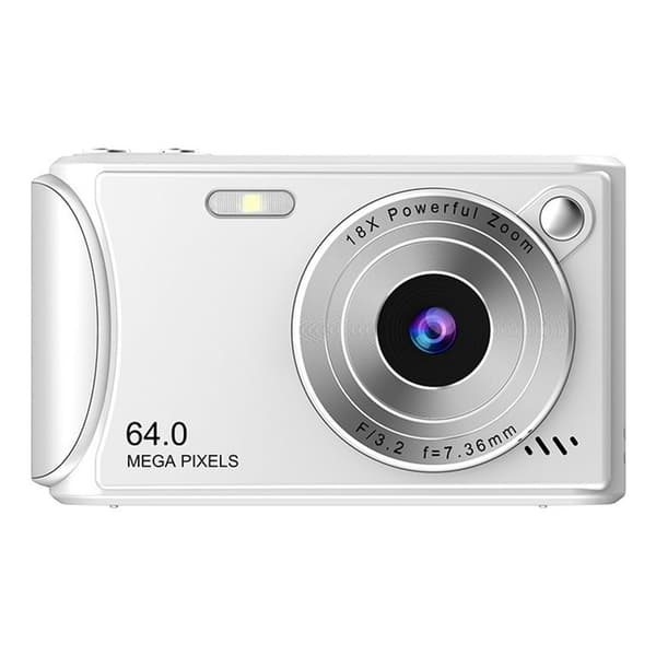 Kompaktkamera - 18X digital zoom, 2,4-tums IPS-skärm, 50 MP max interpolering (vit)