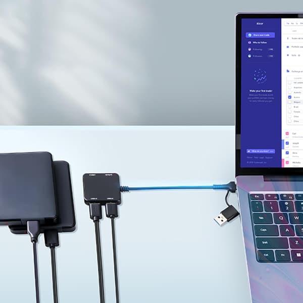 Sovitin - USB C -keskitin, moniporttinen, 4 in 2 USB C/USB-jakaja, 2 USB 2.0 & 1 USB 3.0 & 1 Type C