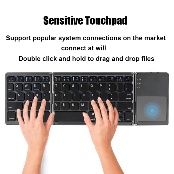 Trådløst sammenleggbart tastatur Bluetooth-tastatur med pekeplate for Windows, Android, IOS, telefon, multifunksjonsknapp minitastatur white