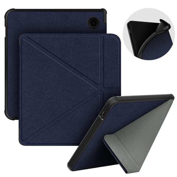 Etui til Kobo Libra Colour (2024), foldbart PU-læderetui med støttefunktion Dark Blue