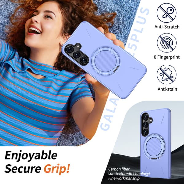 Fodral för Samsung Galaxy S25, roterande stödstöd TPU + PC Purple