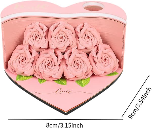 Anteckningsblock - Rosberättelse Kärleksblommor 3D Memoblock (Röd)