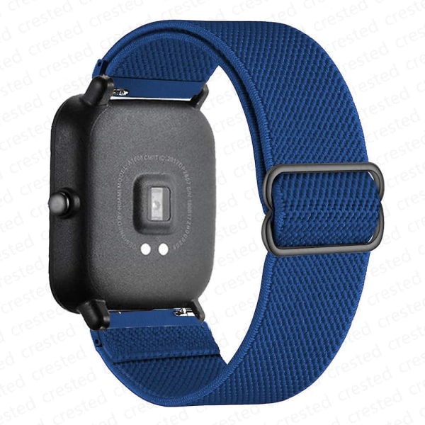 20 mm/22 mm bånd for Amazfit Gts 4//2/2e/3/gts2 Mini/gtr 4/3/pro/gtr2/47 mm/stratos Nylon elastisk klokkearmbånd Amazfit bipsrem 22mm navy blue