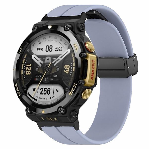 Silikone urrem magnetisk folde spænde håndledsrem til Huami Amazfit T-rex 2 Lavender Grey
