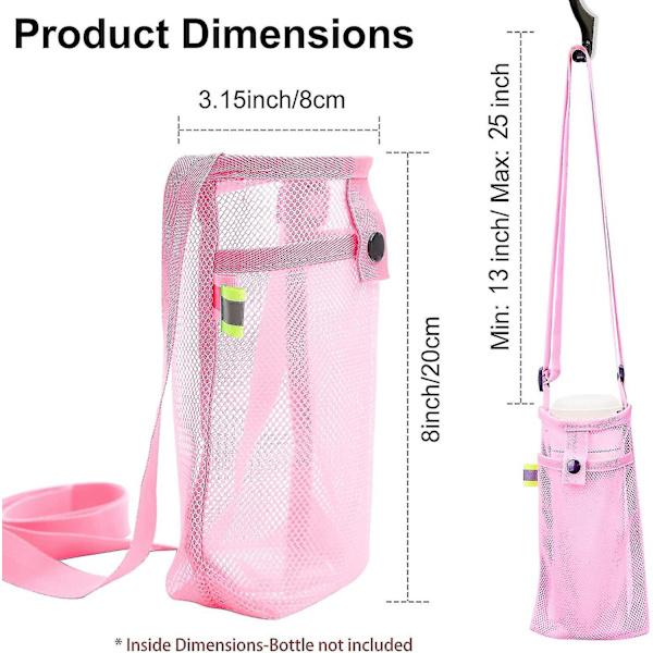 2 kpl vesipulloteline Vesipulloteline Säädettävällä Olkahihnalla Urheiluun Vaellukseen Leirintään Pink x Rose Pink