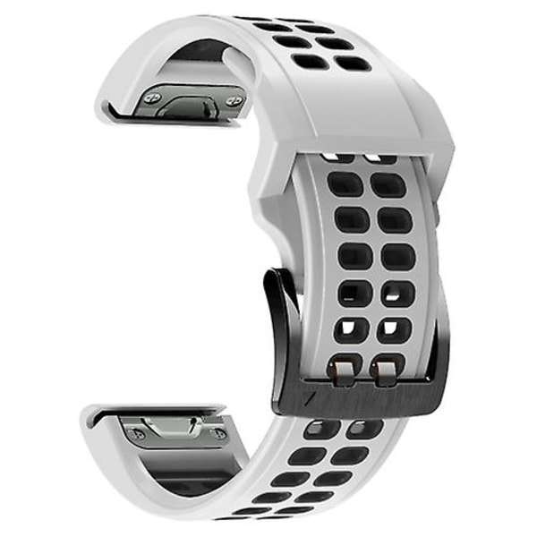 Til Garmin Fenix ​​7 22 mm Dual Row-huller Tofarvet silikoneurrem RZU White Black