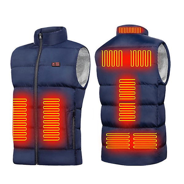 Uppvärmd väst Herr Dam USB Uppvärmd Jacka Uppvärmning Thermal 3XL Blue