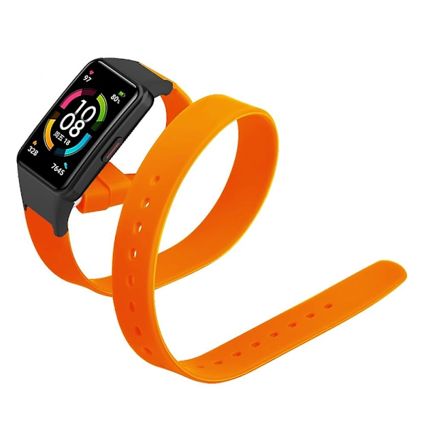 Långt silikonklockarmband för Huawei Band 6/ Band 6 Pro / Honor Band 6 Orange