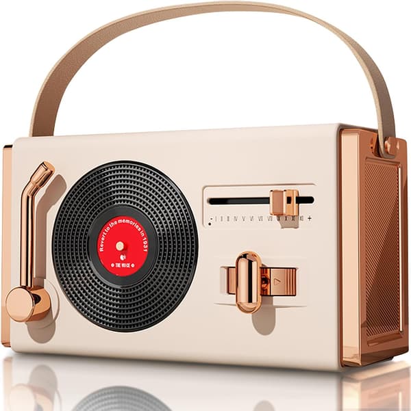 Bluetooth-høyttaler Liten Retro, 6 timers spilletid (Beige)