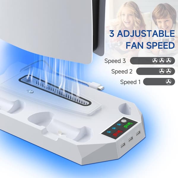 Køleventilator - Med dobbelt ladestation til Playstation 5 Pro/Slim (Hvid)