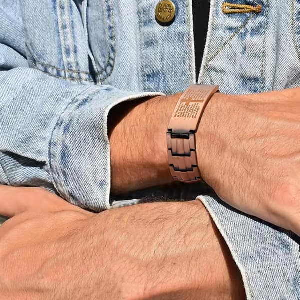 Koppararmband, kors med ultrastarka magneter (koppar)
