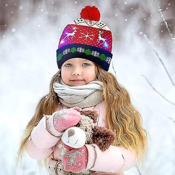 Led Julehue,,jule Led Strikket Lys Up Hat Unisex Vinter Beanie Sweater Cap C