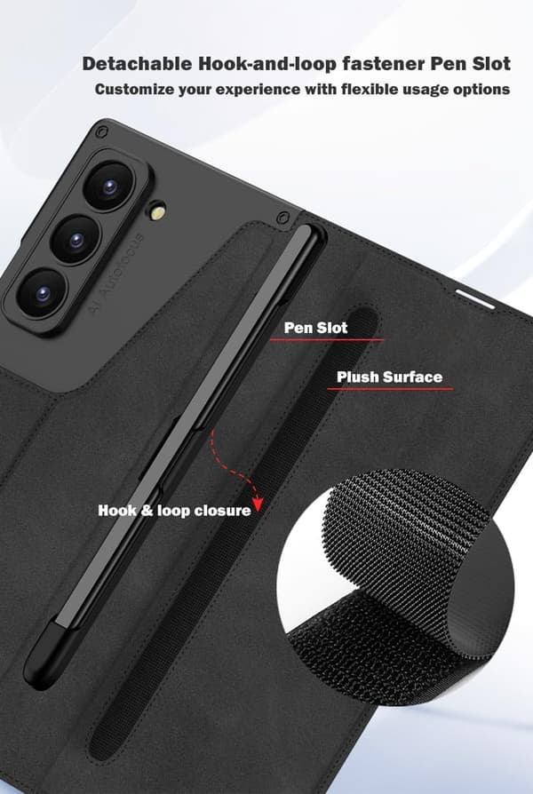 Etui til Samsung Z Fold 7, med støtte og penn Black