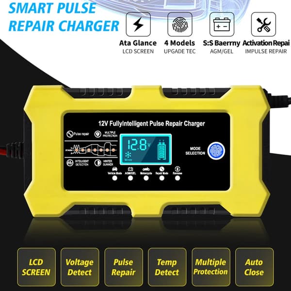 Batterilader 12V 6A Smart Helautomatisk Lader