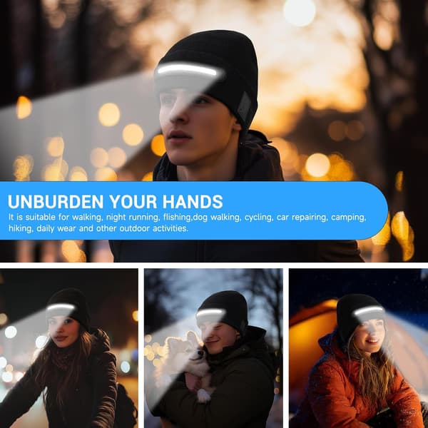 Lue med lys, USB oppladbar med innebygd hodelykt (hvitt lys)