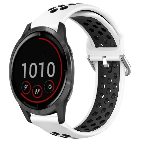 22 mm silikonikellon watch Garmin Vivoactivelle4 White Black