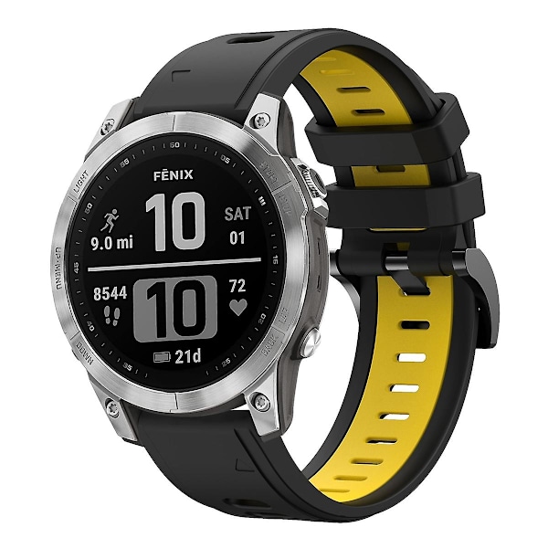 To-farget silikonrem for Garmin Instinct 2 Solar Black Yellow