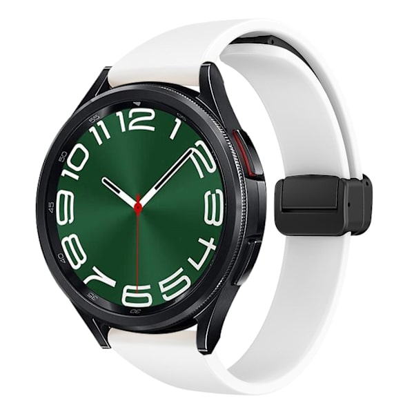 Silikonebånd til Samsung Galaxy Watch6 / Watch6 Classic / Watch 5 Pro / Watch4 Classic, Magnetisk foldelukkespænde 20mm rem White