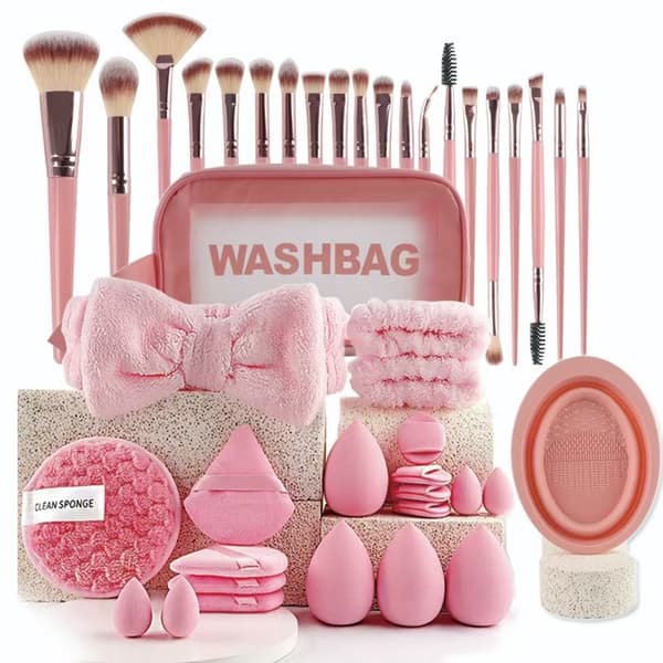 Makeupbørstesæt Pink (42 stk. sæt)