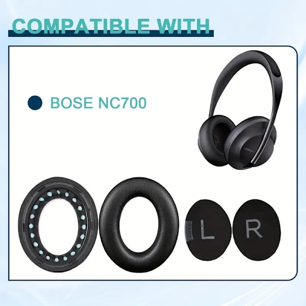 Ersättningsöronkuddar för Bose Noise Cancelling Headphones 700 (Nc700) - Mjukt PU-läder (Svart)