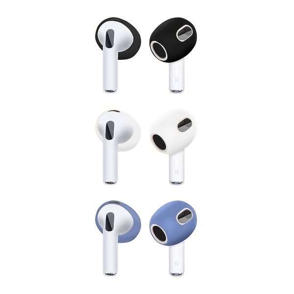 Fargerike ørepropper Ørepropper for Airpods Pods 3 hodetelefoner Øreputer Ørepute 3 sett Black and white