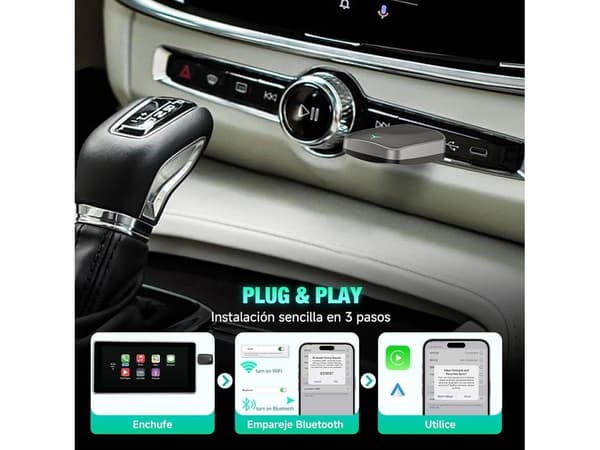 Carplay-adapter, trådlös med USB C/A-gränssnitt, kompatibel med iPhone iOS 10 och Android 11
