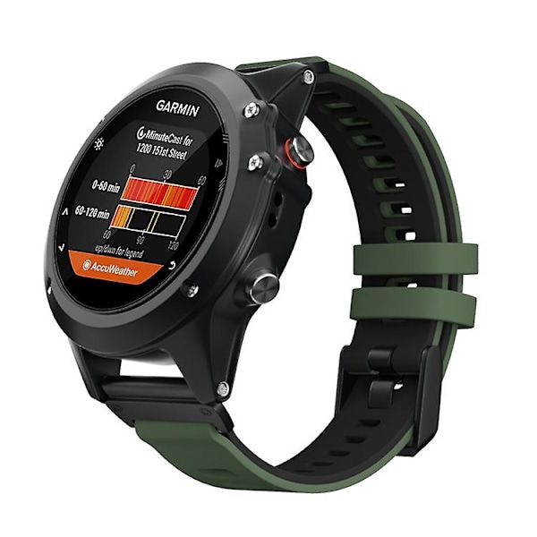 För Garmin Fenix ​​7x tvåfärgad silikon Quick Release Watch Band QFF Army Green Black