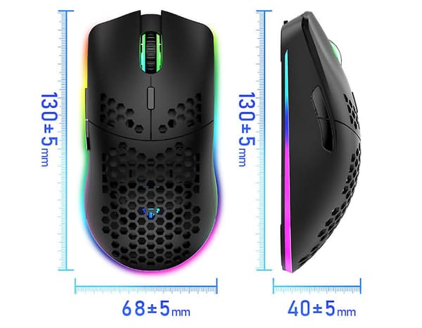 Trådløs 65g RGB Letvægts Gaming Mus, 7 Programmerbare Knapper