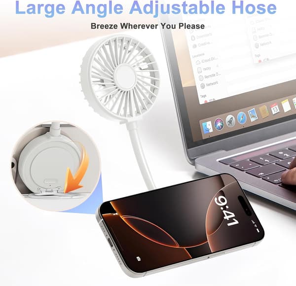 Magnetisk Telefonventilator, Genopladelig med Ringholder USB (Hvid)