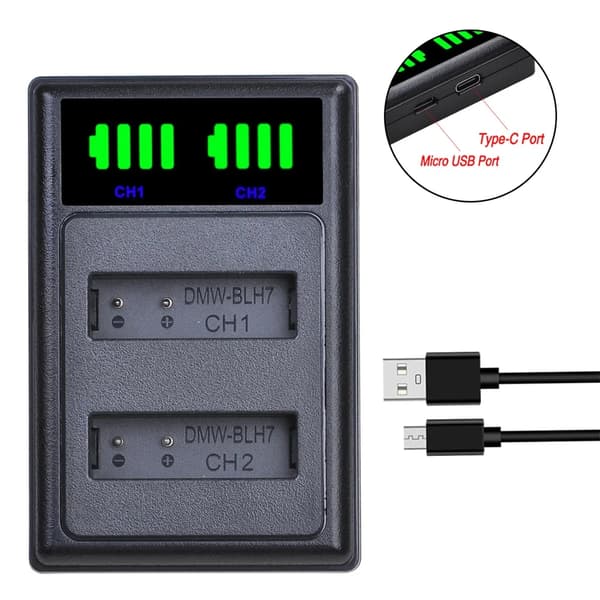 Batterilader for Panasonic kamera DMW-BLH7 DMW-BLH7PP DMW-BLH7E lader, DMC-GM5 DMC-GF7