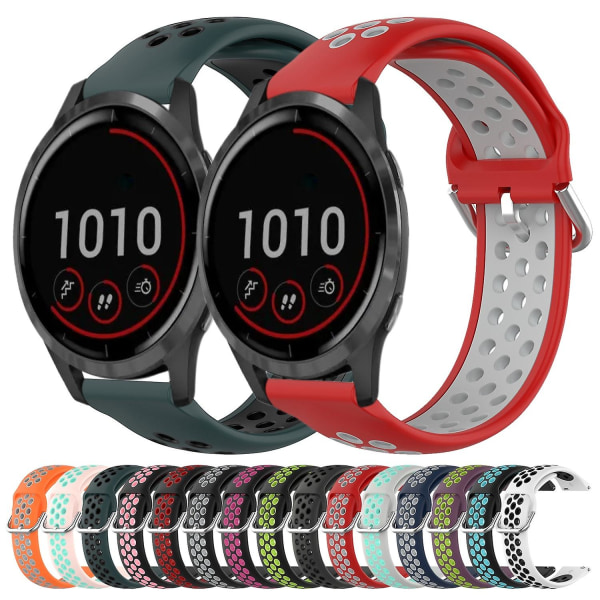 22 mm silikone urrem til Garmin Vivoactive4 Black  Red