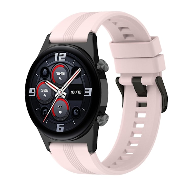 For Honor Watch GS 4 Pehmeä Silikoni Ranneke 22mm Vaihdettava Ranneke - Tummanvihreä Light Pink