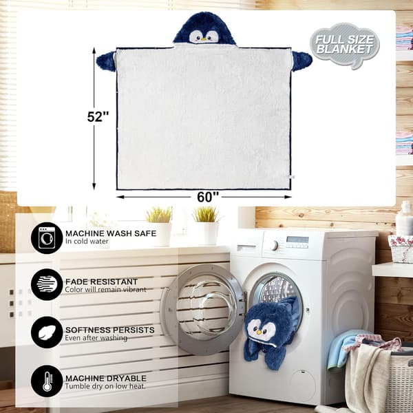 Tæppe Bærbart Hætteklædt Flanel Kast Kappe Dark Blue 152cm*125cm