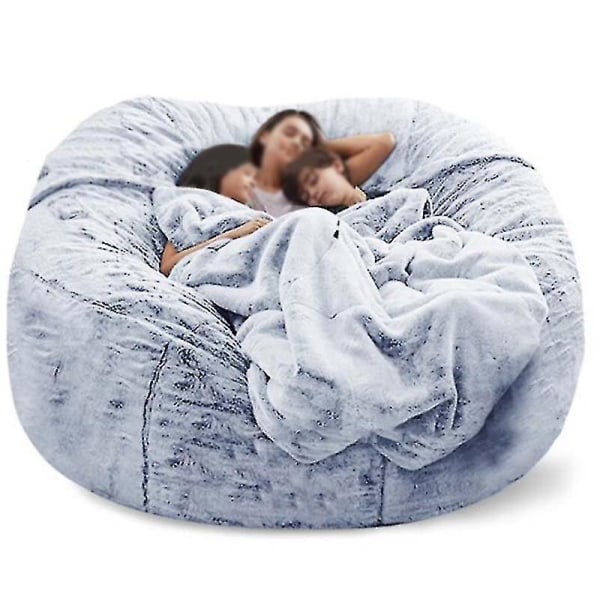 Lazy Sofa Bean Bag Konstgjord päls Bean Bag Bönsoffa Snow blue 150cm*75cm