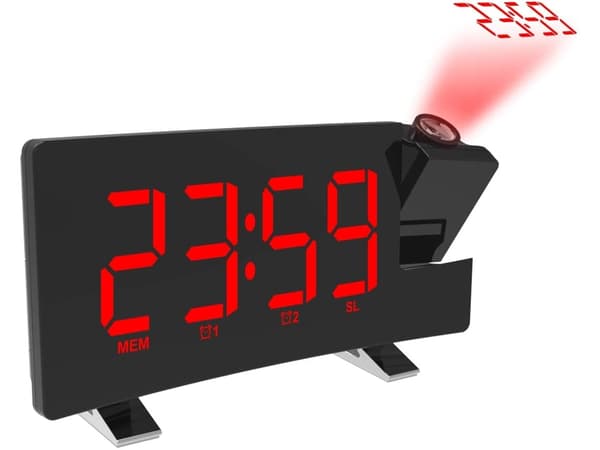 Radio-LED-USB-kello kattoprojektiolla red
