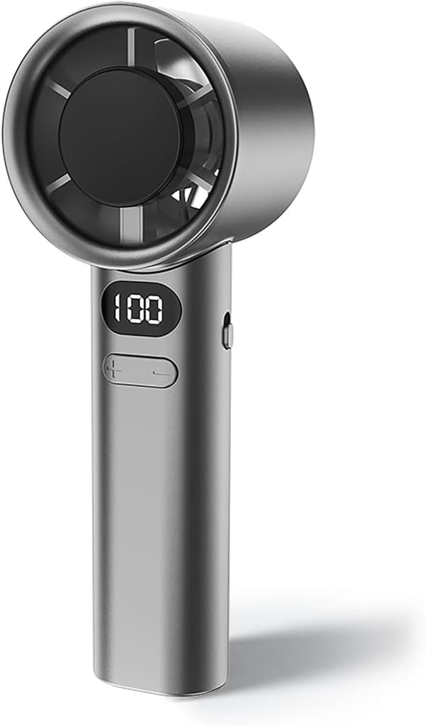 Blæser - Mini Håndholdt 120 Hastighed - USB Genopladelig, Med Digitalt Display (Grå)