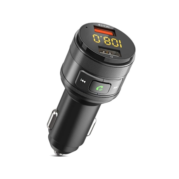 Automatisk Bluetooth FM Transmitter Trådløs Bluetooth FM Radio QC 3.0 Kfz Sort