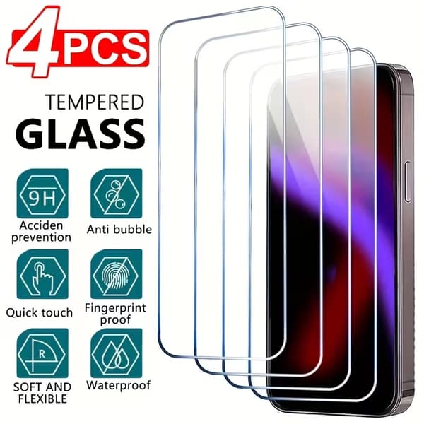 Skärmskyddsfilm för iPhone 16 E, 9H HD Härdat Glas (4-pack)