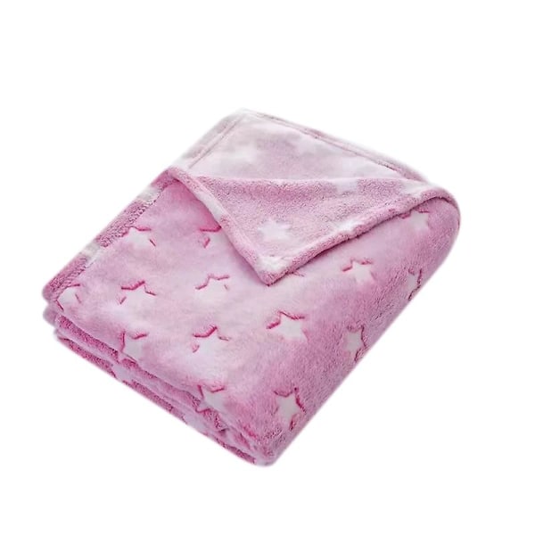 Glow In The Dark Throw Blanket, premium Super Soft Warm Cozy Furry Blanket 100*150 pink