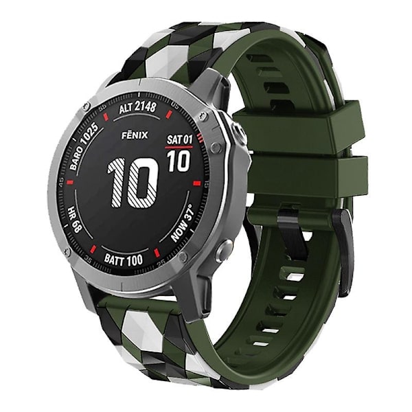 Fotbollsmönstrad silikonklockarmband 22 mm för Garmin Fenix 7/Descent G1/Epix Gen2 TPE-klockarmband Army Green