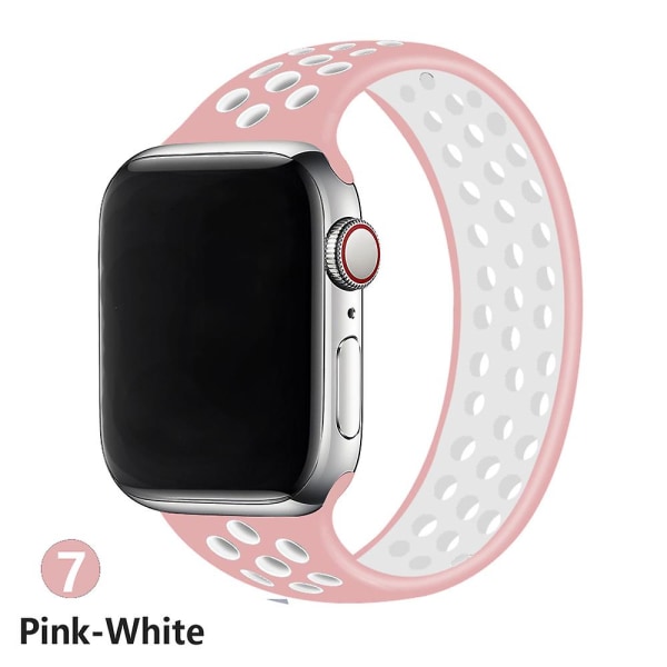 Solo løkkestropp for Apple Watch Band 44 mm 40 mm 38 mm 42 mm pustende silikon elastisk belte armbånd Iwatch Series 3 4 5 Se 6 42mm or 44mmM pink white