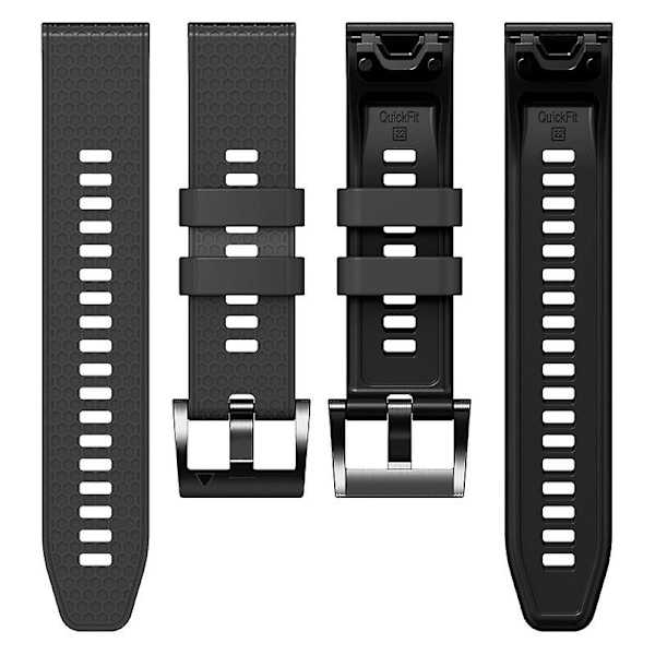 Pistekuvioinen silikoniranneke Garmin Tactix 7 Pro / Fenix 7x / 6x Pro / 5x Plus -kellolle, 26 mm:n kaksiväriranneke Charcoal Grey Black