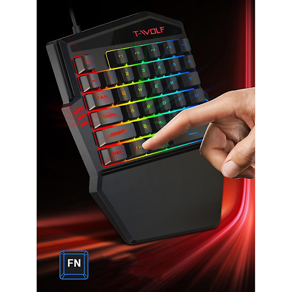 Enhånds Rgb-spilltastatur Usb-kablet enhånds mekanisk følelsestastatur Keyboard and Mouse